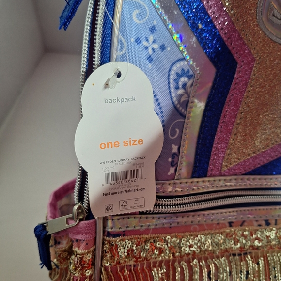Wonder Nation Holographic Unicorn Bag with Gold Fringe Backpack NWT. - Picture 7 of 7
